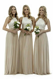 A Line Scoop Chiffon & Lace Bridesmaid Dresses Floor Length