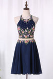 A Line Scoop Hoco Dresses Chiffon With Beading & Applique Rjerdress