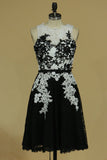 A Line Scoop Hoco Dresses Lace Knee Length With Applique And Sash Rjerdress