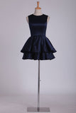 A Line Scoop Hoco Dresses Satin Short/Mini Zipper Up Rjerdress