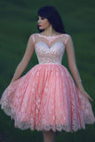 A Line Scoop Lace With Beading Homecoming Dresses 3/4 Length Sleeves Rjerdress