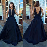 A Line Scoop Neck Sleeveless Prom Dress V Back Evening Gowns RJS643 Rjerdress