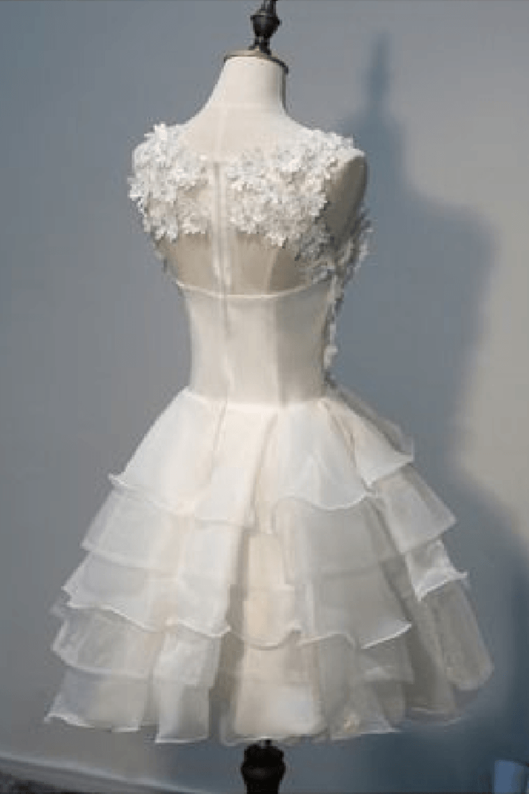 A Line Scoop Organza With Handmade Flowers Short/Mini Homecoming Dresses Rjerdress