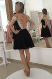 A Line Scoop Short Sleeves Lace With Applique And Beads Homecoming Dresses Rjerdress