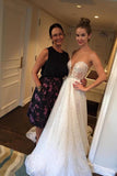 A Line Scoop Sleeve Ivory Sequins Sweep Train Wedding Dresses Wedding Gowns RJS984
