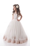 A Line Scoop Tulle With Beads And Applique Flower Girl Dresses Rjerdress