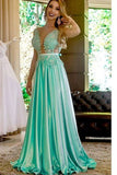 A Line Scoop Wedding Guest Dresses Elastic Satin With Applique And Sash Rjerdress
