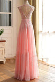 A Line Scoop With Applique Party Dresses Chiffon Floor Length Rjerdress