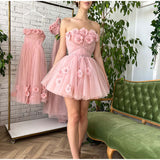 A-Line Shining Sweetheart Short Mini Homecoming Dresses with 3D Flower Rjerdress