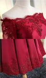 A Line Short Sleeves Satin Lace Appliques Lace up Scoop Short Cocktail Dress Homecoming Dresses RJS752 Rjerdress