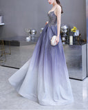 A Line Spaghetti Strap V Neck Sequin Beads Floor Length Prom Dresses With Lace Applique Rhinestone Rjerdress