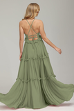 A-Line Spaghetti Straps Floor-Length Sleeveless Chiffon Bridesmaid Dresses RJS276 Rjerdress