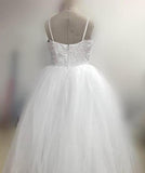 A Line Spaghetti Straps Lace Top Ivory Tulle Flower Girl Dresses For Wedding Party RJS773 Rjerdress