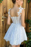 A-Line Spaghetti Straps Sweetheart Above Length Lace Homecoming Dresses RJS803 Rjerdress