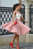 A Line Spaghetti Straps Sweetheart Blush Pink with Pleats Short Homecoming Dresses Rjerdress