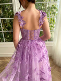 A-Line Spaghetti Straps Tulle Homecoming Dresses with Butterfly Rjerdress