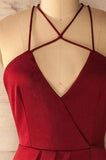 A Line Spaghetti Straps V Neck Simple Cheap Red Short Homecoming Dresses RJS18 Rjerdress