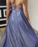 A Line Spaghetti Straps With Applique Sweep Train Prom Dresses Rjerdress