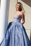 A Line Spaghetti Straps With Applique Sweep Train Prom Dresses Rjerdress