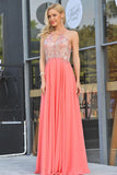 A Line Spaghetti Straps With Beading Formal Dresses Chiffon Open Back Rjerdress