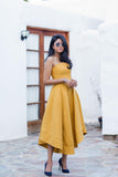 A Line Strapless Sweetheart Yellow Satin Short Cocktail Dresses Homecoming Dresses Rjerdress