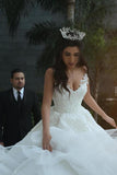 A Line Straps Wedding Dresses Tulle With Applique Lace Up Back Rjerdress