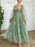 A Line Stunning Sweetheart Neck Appliques Long Sleeve Homecoming Dress