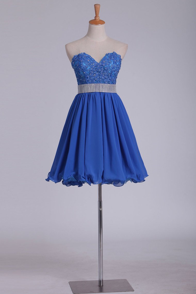 A Line  Sweetheart Chiffon Hoco Dresses With Beads And Applique rjerdress