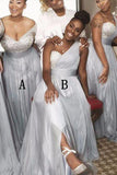 A Line Sweetheart Grey Beading One Shoulder Bridesmaid Dresses RJS282 Rjerdress