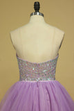 A Line Sweetheart Hoco Dresses Tulle With Rhinestone Short/Mini Rjerdress