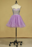 A Line Sweetheart Hoco Dresses Tulle With Rhinestone Short/Mini Rjerdress