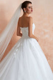 A Line Sweetheart Lace Wedding Dress, Floor Length Strapless Beach Wedding Dresses Rjerdress