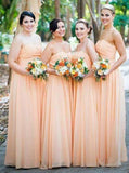 A-Line Sweetheart Long Chiffon Elegant Bridesmaid Dresses Orange Bridesmaid Gowns Rjerdress