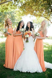 A-Line Sweetheart Long Chiffon Elegant Bridesmaid Dresses Orange Bridesmaid Gowns Rjerdress