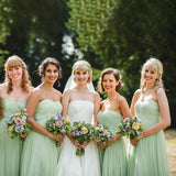 A Line Sweetheart Mint Green Pleated Chiffon Rustic Bridesmaid Dress Rjerdress