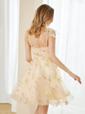 A Line Sweetheart Neck Backless Above Knee Homecoming Dreses Tulle Embroidery Rjerdress