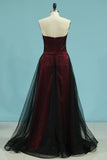 A Line Sweetheart Party Dresses With Beading Tulle Floor Length Rjerdress