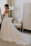 A Line Sweetheart Short Sleeves Cheap Tulle Wedding Dresses With Appliques Rjerdress