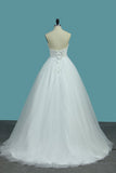 A Line Sweetheart Tulle Bridal Dresses With Appliques Sweep/Brush Train Rjerdress