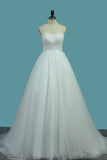 A Line Sweetheart Tulle Bridal Dresses With Appliques Sweep/Brush Train