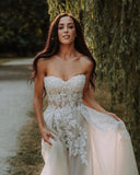 A Line Sweetheart Tulle Wedding Dress with Lace Appliques Long Rjerdress