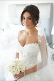 A Line Sweetheart Tulle Wedding Dresses With Applique And Beads Rjerdress