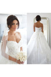 A Line Sweetheart Tulle Wedding Dresses With Applique And Beads Rjerdress