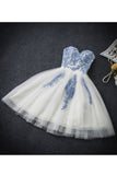 A Line Sweetheart Tulle With Applique Short/Mini Homecoming Dresses Rjerdress