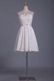 A Line Sweetheart With Beading Hoco Dresses Lace Short/Mini