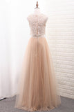 A Line Tulle & Lace Two-Piece Bridesmaid Dresses Rjerdress