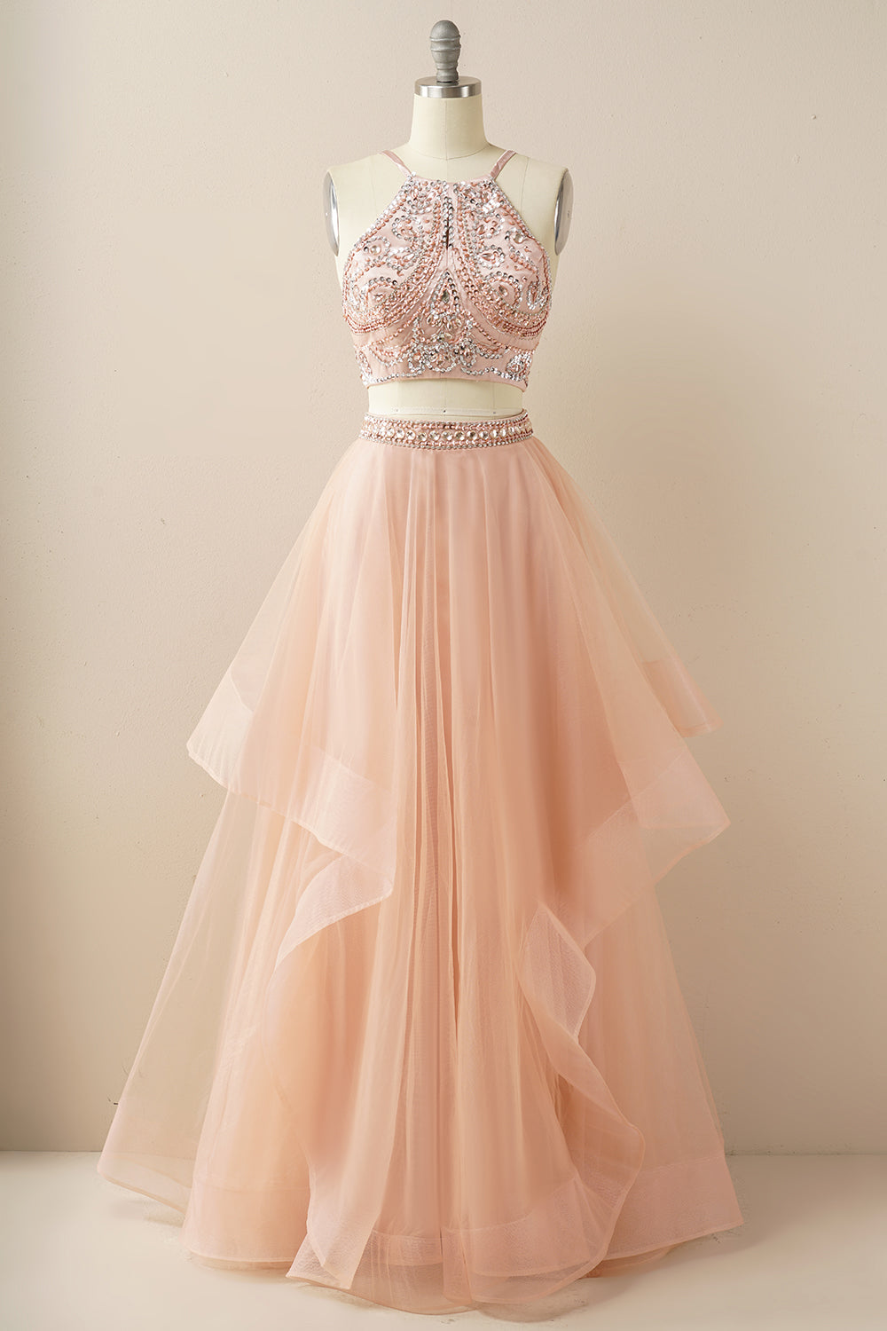 Blush Pink PCS Evening Dresses Tulle Puffy Wedding Party Dress