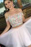 A Line Two Pieces Square Neck Homecoming Dresses Tulle Rjerdress