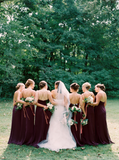 A-Line V-Neck Floor-Length Chiffon Long Bridesmaid Dress Rjerdress