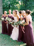 A-Line V-Neck Floor-Length Chiffon Long Bridesmaid Dress Rjerdress